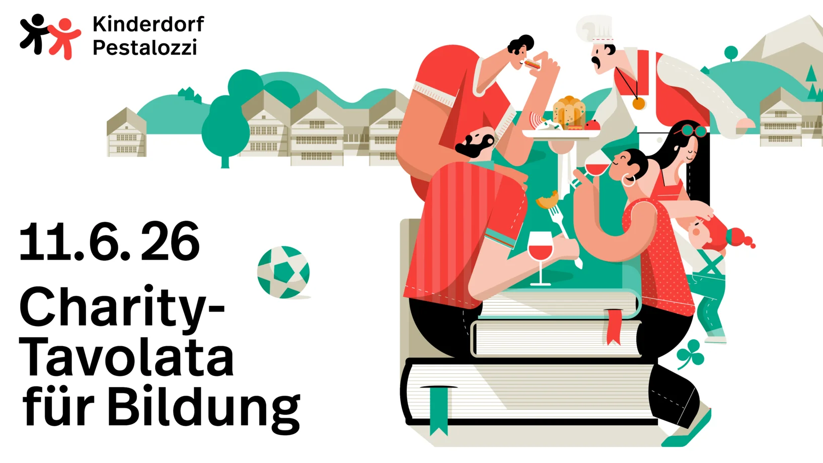 Flyer für die Charity-Tavolata im Kinderdorf Pestalozzi in Trogen